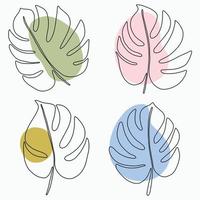 simplicidad hoja de monstera dibujo de línea continua a mano alzada diseño plano. vector