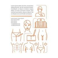 Surgery center services article page vector template. Brochure, magazine, booklet design element with linear icons and text boxes. Print design. Concept illustrations with text space