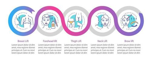 Surgical lift procedure vector infographic template. Business presentation design elements. Data visualization with five steps and options. Process timeline chart. Workflow layout with linear icons