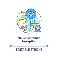 Value client perception concept icon. Ways to become customer-centric business abstract idea thin line illustration. Isolated outline drawing. Editable stroke. vector