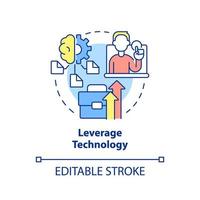 Leverage technology concept icon. Way to increase business efficiency abstract idea thin line illustration. Isolated outline drawing. Editable stroke. vector