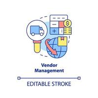 Vendor management concept icon. Corporate partnership. Business development abstract idea thin line illustration. Isolated outline drawing. Editable stroke. vector