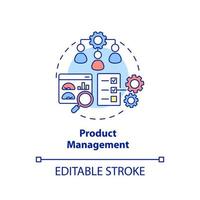 Product management concept icon. Marketing processes. Business development abstract idea thin line illustration. Isolated outline drawing. Editable stroke. vector
