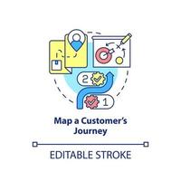Map customer journey concept icon. Ways to client-centric business abstract idea thin line illustration. Isolated outline drawing. Editable stroke.