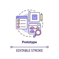 Prototype concept icon. Experimental product version. Design thinking process abstract idea thin line illustration. Isolated outline drawing. Editable stroke. vector