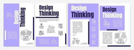 Design thinking process purple brochure template. Product development. Leaflet design with linear icons. 4 vector layouts for presentation, annual reports.