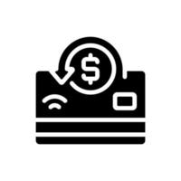 Cashback black glyph icon. Receiving percentage of purchases back. Refunds and chargebacks. Rewards program. Silhouette symbol on white space. Solid pictogram. Vector isolated illustration