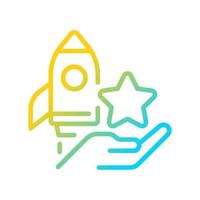 Launch bonus gradient linear vector icon. Pay-for-performance program. Recognize employee achievements. Incentive bonus. Thin line color symbol. Modern style pictogram.