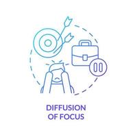 Diffusion of focus blue gradient concept icon. Low productivity. Disadvantage of online collaboration abstract idea thin line illustration. Isolated outline drawing. vector