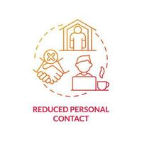 Reduced personal contact red gradient concept icon. Communication lack. Disadvantage of online collaboration abstract idea thin line illustration. Isolated outline drawing. vector