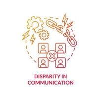 Disparity in communication red gradient concept icon. Disadvantage of online collaboration abstract idea thin line illustration. Isolated outline drawing. vector