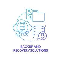 Backup and recovery solutions blue gradient concept icon. Software features. Tool for online workplace abstract idea thin line illustration. Isolated outline drawing. vector