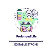 Prolonged life concept icon. Extend lifespan. Healthy diet advantages abstract idea thin line illustration. Isolated outline drawing. Editable stroke. vector