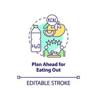Plan ahead for eating out concept icon. Approaches to healthy diet abstract idea thin line illustration. Isolated outline drawing. Editable stroke. vector