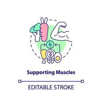 Supporting muscles concept icon. Building muscle mass. Healthy diet advantages abstract idea thin line illustration. Isolated outline drawing. Editable stroke. vector