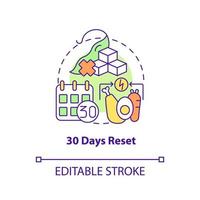 Thirty days reset concept icon. Healthy food eating. Trendy diets abstract idea thin line illustration. Isolated outline drawing. Editable stroke. vector