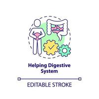 Helping digestive system concept icon. Improve digestion. Healthy diet advantages abstract idea thin line illustration. Isolated outline drawing. Editable stroke. vector
