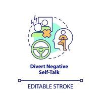 Divert negative self talk concept icon. Maintaining weight after diet abstract idea thin line illustration. Isolated outline drawing. Editable stroke. vector