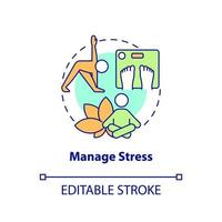 Manage stress concept icon. Healthy lifestyle. Maintaining weight after low carb diet abstract idea thin line illustration. Isolated outline drawing. Editable stroke. vector