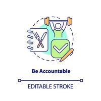 Be accountable concept icon. Write down what you eat. Maintaining weight after diet abstract idea thin line illustration. Isolated outline drawing. Editable stroke. vector