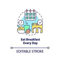 Eat breakfast every day concept icon. Maintaining weight after diet abstract idea thin line illustration. Isolated outline drawing. Editable stroke. vector