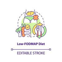 Low FODMAP diet concept icon. Carbohydrates restricted. Trendy diets abstract idea thin line illustration. Isolated outline drawing. Editable stroke. vector