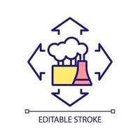 Expanding manufacturing capacity RGB color icon. Factories and plants relocation. Industrial development. Isolated vector illustration. Simple filled line drawing. Editable stroke.