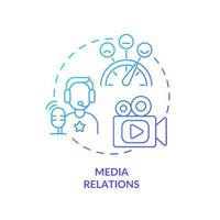 Media relations blue gradient concept icon. Presentation of organization mission. PR service abstract idea thin line illustration. Isolated outline drawing. vector
