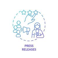 Press releases blue gradient concept icon. Announcement of products. PR service for business abstract idea thin line illustration. Isolated outline drawing. vector