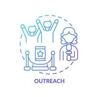 Outreach blue gradient concept icon. Boosting positive brand reputation. Service of PR firm abstract idea thin line illustration. Isolated outline drawing. vector