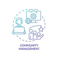 Community management blue gradient concept icon. Relationship with customers. Types of PR firms abstract idea thin line illustration. Isolated outline drawing. vector