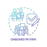 Onboard PR firm blue gradient concept icon. Brand reputation building service. Hiring agency abstract idea thin line illustration. Isolated outline drawing. vector