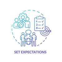 Set expectations blue gradient concept icon. Providing clear communication line. Hiring PR firm tips abstract idea thin line illustration. Isolated outline drawing. vector