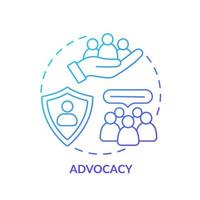 Advocacy blue gradient concept icon. Public communication. Serving public interest. PR code of ethics abstract idea thin line illustration. Isolated outline drawing. vector