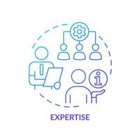 Expertise blue gradient concept icon. Analysing business current processes. PR code of ethics abstract idea thin line illustration. Isolated outline drawing. vector