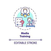 Media training concept icon. Communication with audience. Service of PR firm abstract idea thin line illustration. Isolated outline drawing. Editable stroke. vector