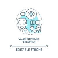 Value client perception turquoise concept icon. Becoming customer-centric business abstract idea thin line illustration. Isolated outline drawing. Editable stroke. vector