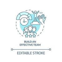 Build effective team turquoise concept icon. Way to increase business efficiency abstract idea thin line illustration. Isolated outline drawing. Editable stroke. vector