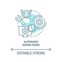 Automate admin tasks turquoise concept icon. Way to increase business efficiency abstract idea thin line illustration. Isolated outline drawing. Editable stroke. vector