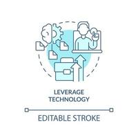 Leverage technology turquoise concept icon. Way to increase business efficiency abstract idea thin line illustration. Isolated outline drawing. Editable stroke. vector