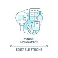 Vendor management turquoise concept icon. Corporate partnership. Business development abstract idea thin line illustration. Isolated outline drawing. Editable stroke. vector