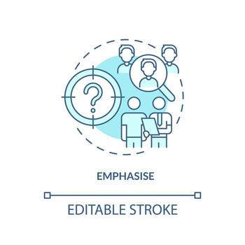 enfatizar el icono del concepto turquesa. comprensión del problema. proceso de pensamiento de diseño idea abstracta ilustración de línea delgada. dibujo de contorno aislado. trazo editable. vector