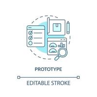 Prototype turquoise concept icon. New product version. Design thinking process abstract idea thin line illustration. Isolated outline drawing. Editable stroke. vector