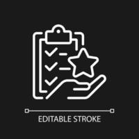 Task bonus pixel perfect white linear icon for dark theme. Awards points. Incentive wage payment. Thin line illustration. Isolated symbol for night mode. Editable stroke. vector