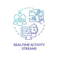 Real time activity streams blue gradient concept icon. Telework process. Feature of online workplace abstract idea thin line illustration. Isolated outline drawing. vector