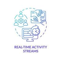 Real time activity streams blue gradient concept icon. Telework process. Feature of online workplace abstract idea thin line illustration. Isolated outline drawing. vector