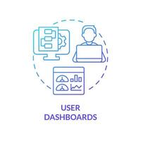 User dashboards blue gradient concept icon. Activity analyzing. Feature of online workplace abstract idea thin line illustration. Isolated outline drawing. vector