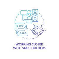 Working closer with stakeholders blue gradient concept icon. Advantage of online collaboration abstract idea thin line illustration. Isolated outline drawing. vector