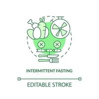 Intermittent fasting green concept icon. Energy restriction. Trendy diets abstract idea thin line illustration. Isolated outline drawing. Editable stroke. vector