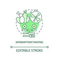 Intermittent fasting green concept icon. Energy restriction. Trendy diets abstract idea thin line illustration. Isolated outline drawing. Editable stroke. vector